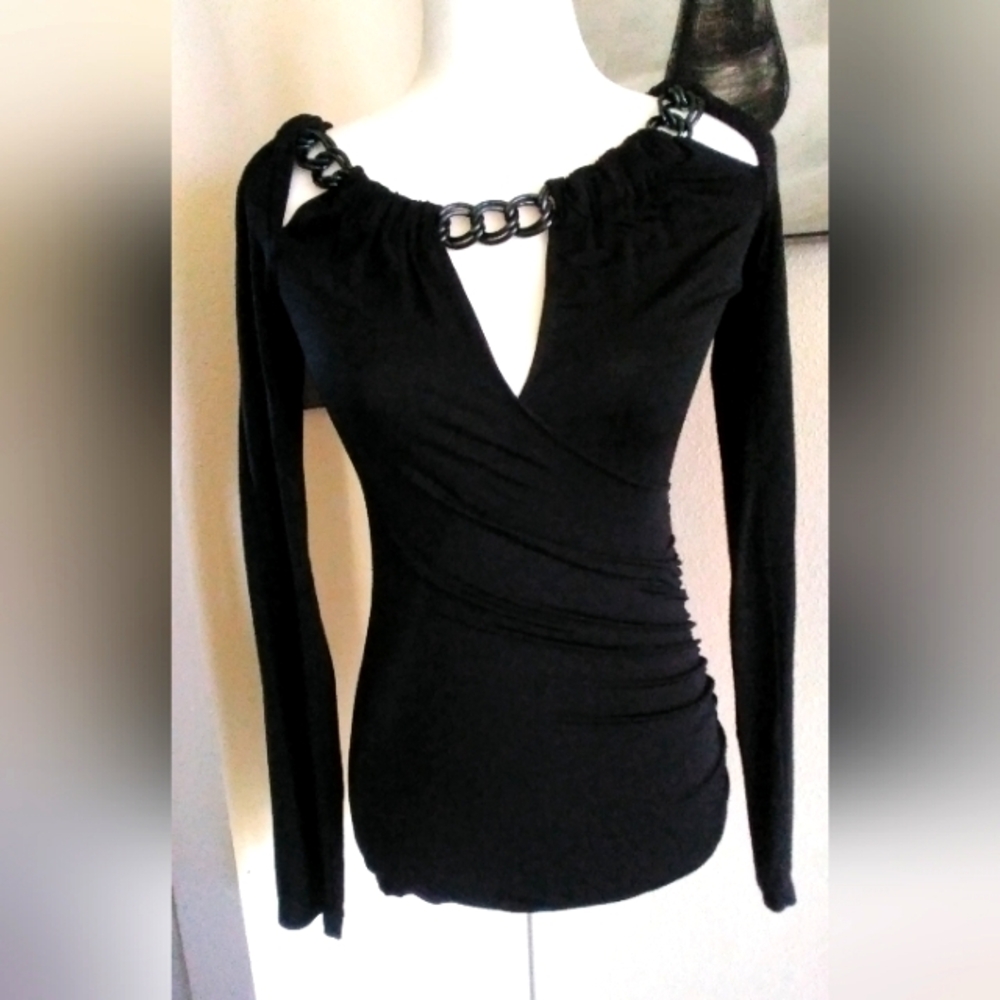 Sexy Chain Detail Long Sleeve Tunic Top